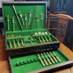 Elegant Gold Electroplated 1971 Cosmos Flatware